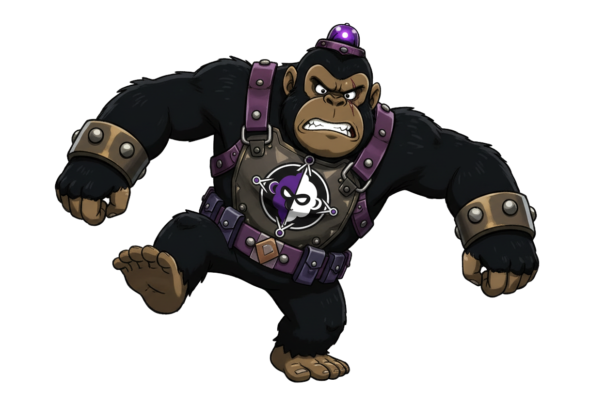 Grum, Dr. Split's gorilla enforcer, official Monkeys on Patrol artwork