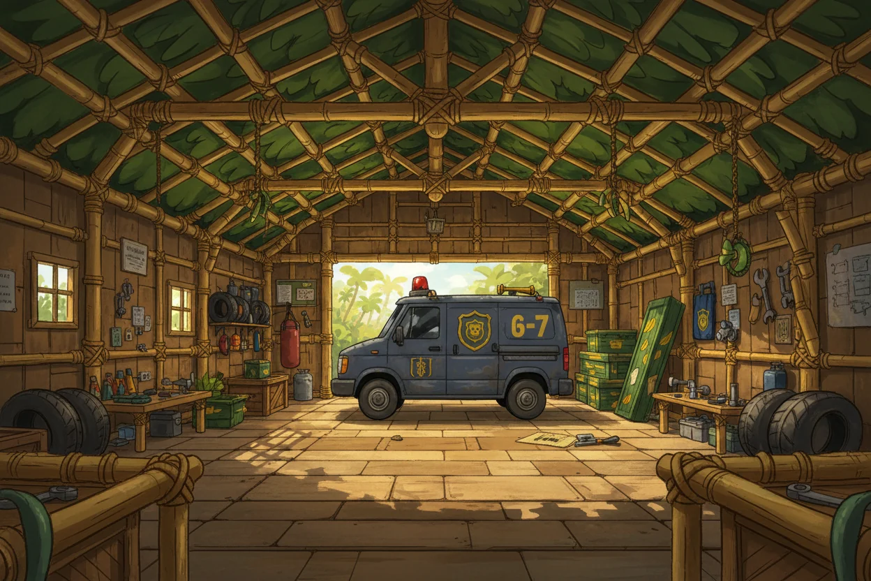 The patrol van bay inside Jungle Station 6-7