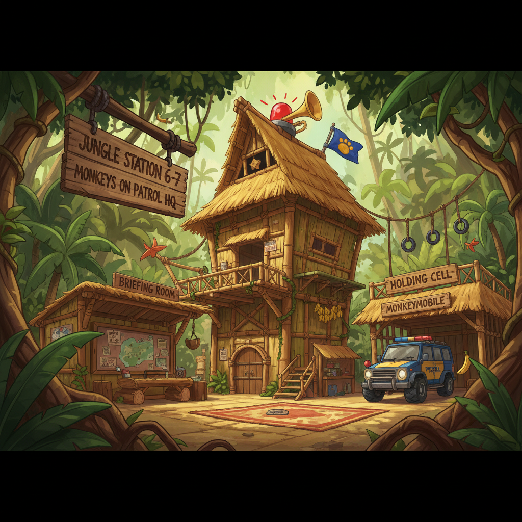 Jungle Station 6-7 — official Monkeys on Patrol artwork